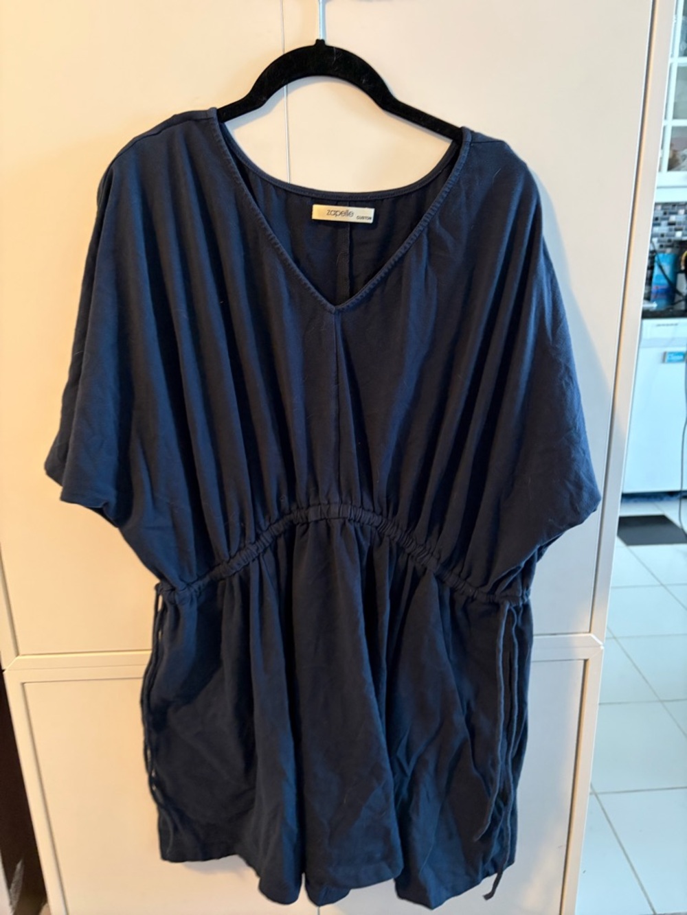 Navy V-Neck Short Sleeve Tunic T33